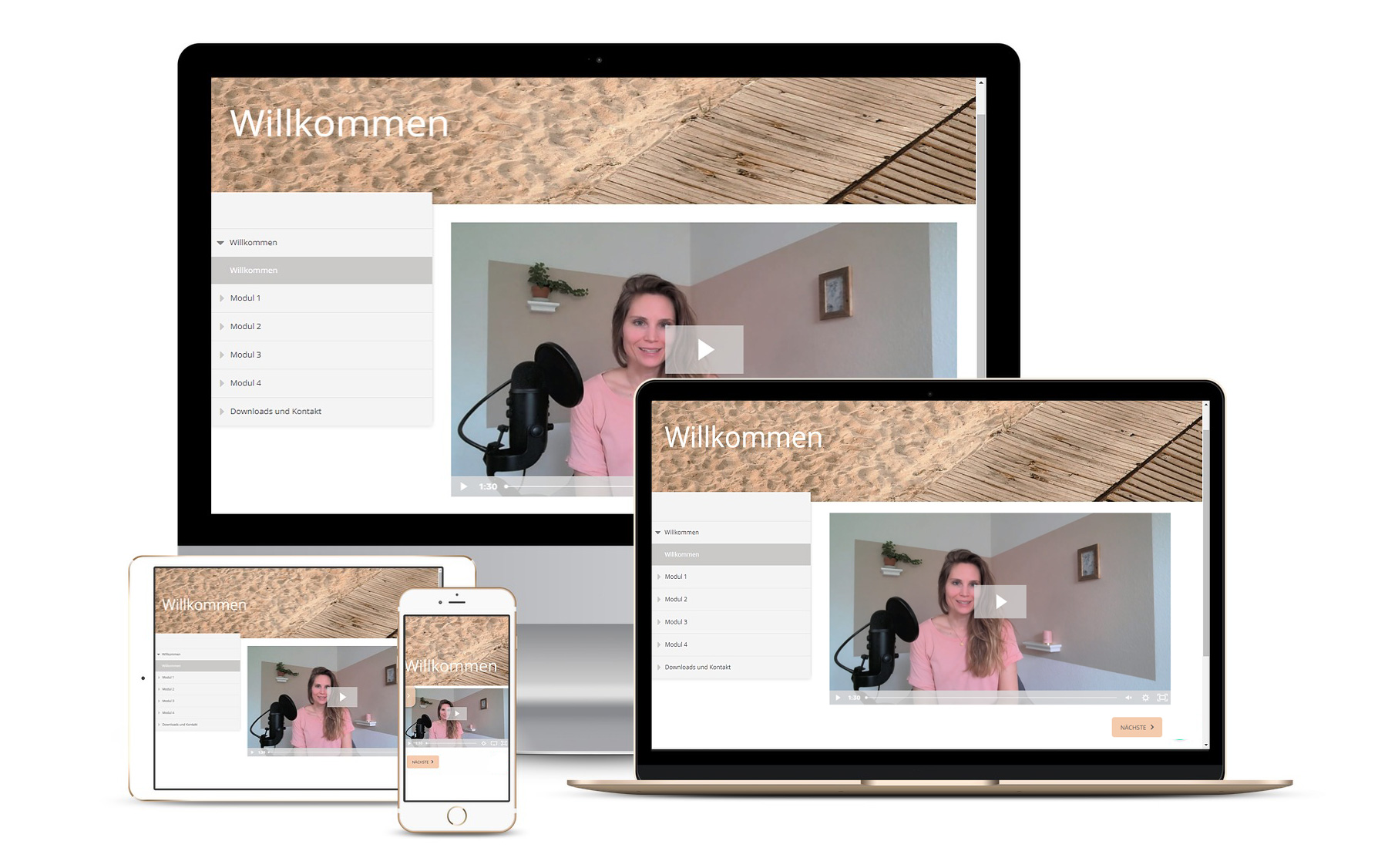 Verschiedene Screenshots zeigen den Kurs